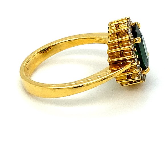 Certified Tsavorite 3.60ct Diamonds 18K Gold Ring - Picture 3 of 7